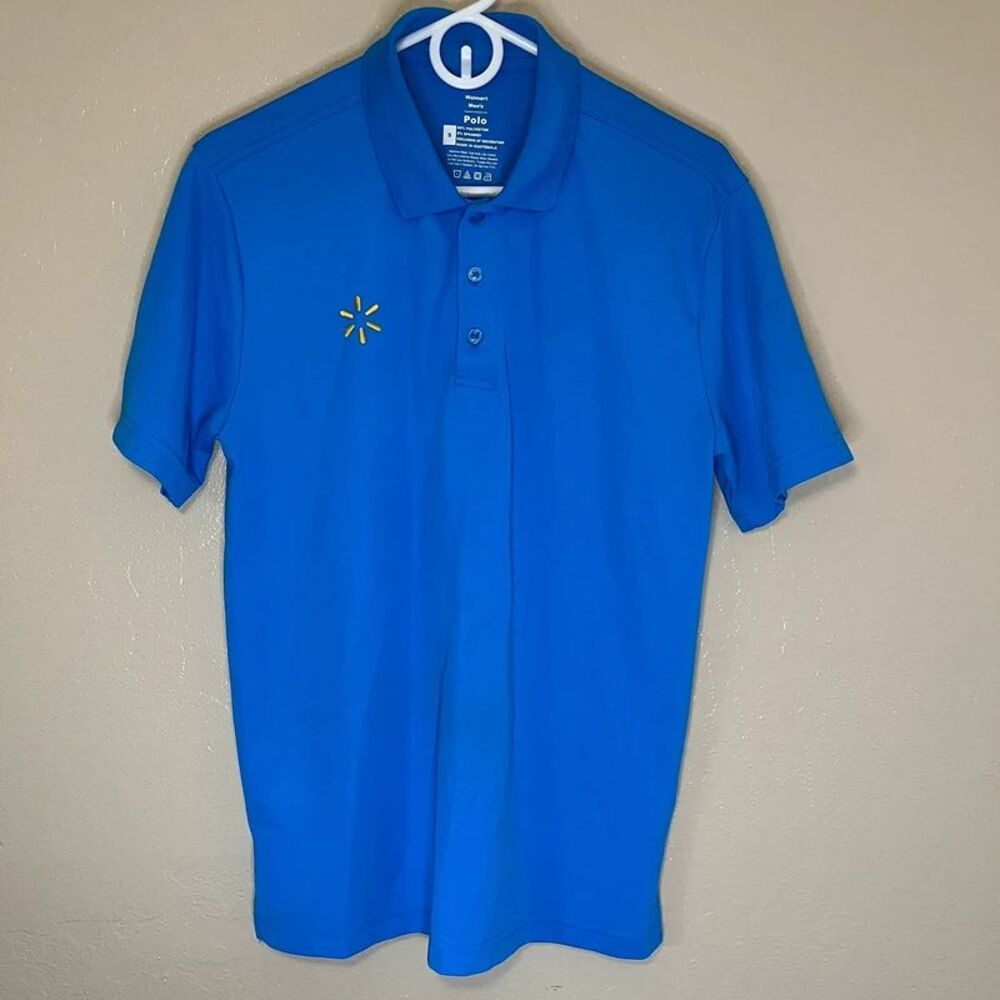 Walmart Employee Uniform Polo Shirt Mens S Blue w/ Embroidered Spark Logo